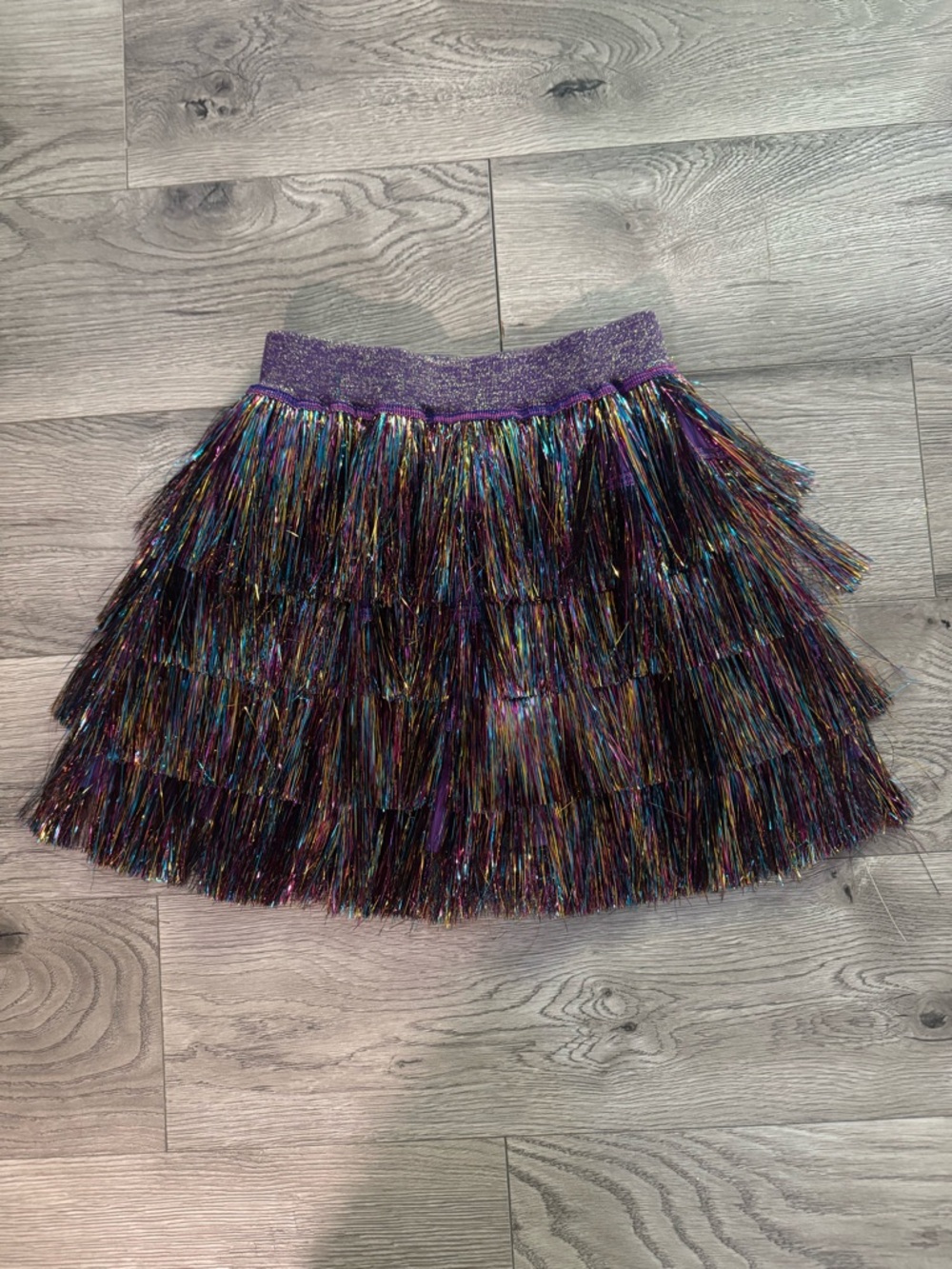 Lola + The Boys Purple Multi Metallic Fringe Skirt